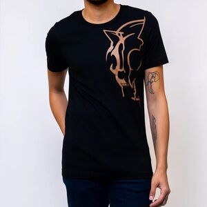 Monstercat official merch men’s L black tshirt with metallic bronze logo